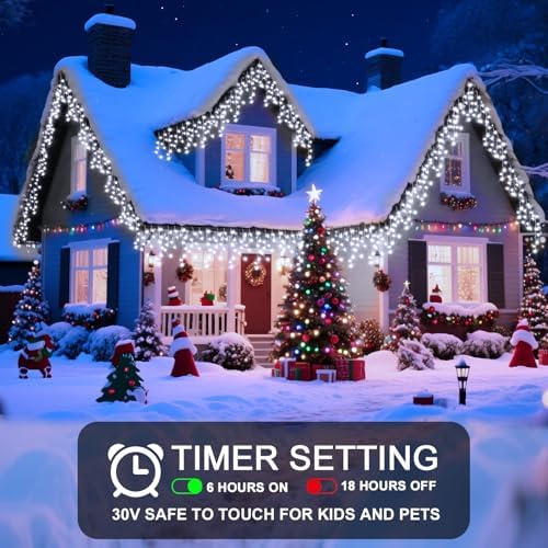 98 Ft Ice Lights for Outside, 960 LED Christmas Lights Outdoor Plug in, Christmas String Lights with 8 Modes & Timer for Holiday, Party, Wedding, House, Patio, Outdoor Decor(Cool White) - Image 4