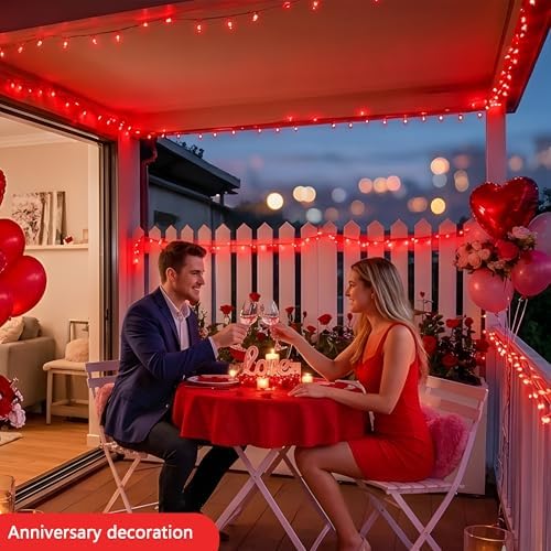 Hopolon 2PACK 50-Count 13ft Red Christmas Lights with White Wire - Image 6