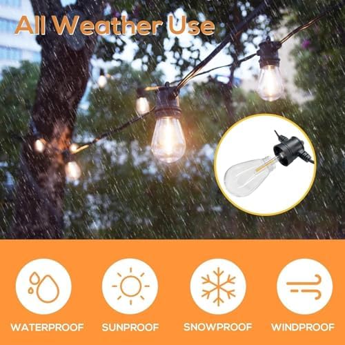 SUNTHIN 3 Pack 50FT Outdoor String Lights with 3 * 15 LED Bulbs - Image 4