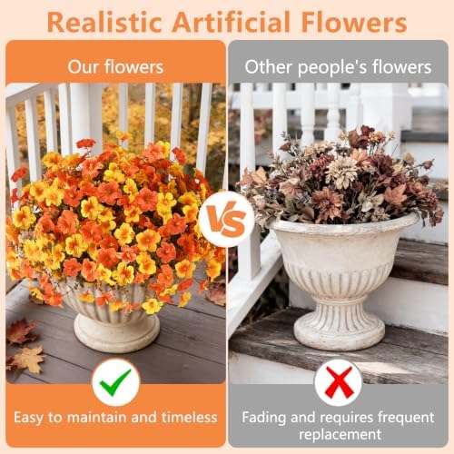 INQCMY 12 Pcs Artificial Petunias Fake Fall Flowers Outdoors UV Resistant - Image 3