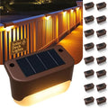 Solar Deck Lights Outdoor 16 Pack, Peel And Stick Deck Railing Lights, Long-lasting & Durable Waterproof For Outdoor Stairs, Step, Fence, Yard, Balcony, Patio, Railing, Garden & Pathway, (Warm White) by OZEM