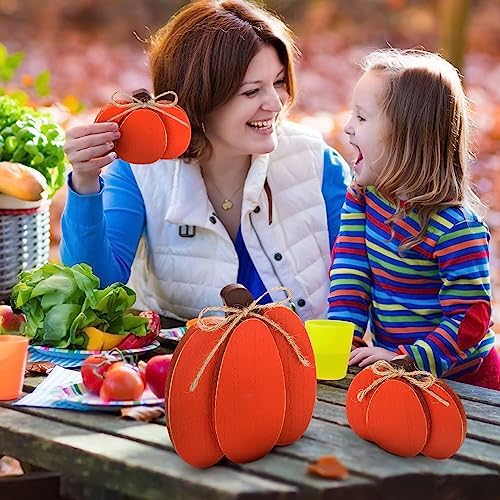 Thyle 5Pcs Fall Pumpkin Decor Autumn Wooden Sign Halloween 3D Pumpkin Decor - Image 5
