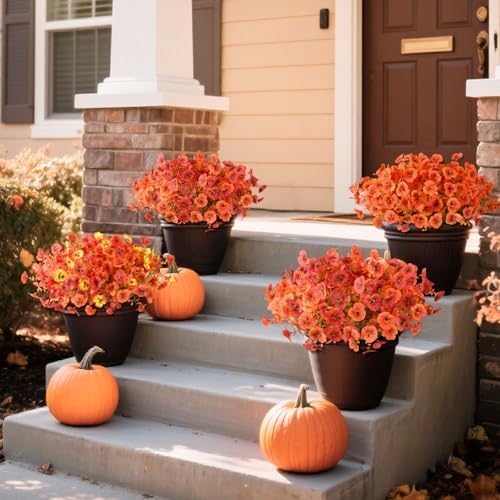 INQCMY Artificial Pansy Fall Flowers for Outdoors Decoration Faux Mums - Image 6