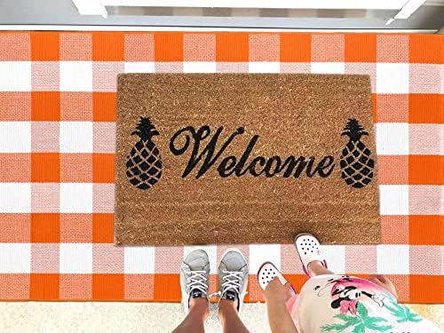 KILOCOCO Halloween Buffalo Plaid Rug 3x5 ft Orange and White Front Door Rug - Image 2