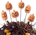 6Pcs Fall Decor Outdoor Halloween Terracotta Pumpkin Garden Stake by Anglechic