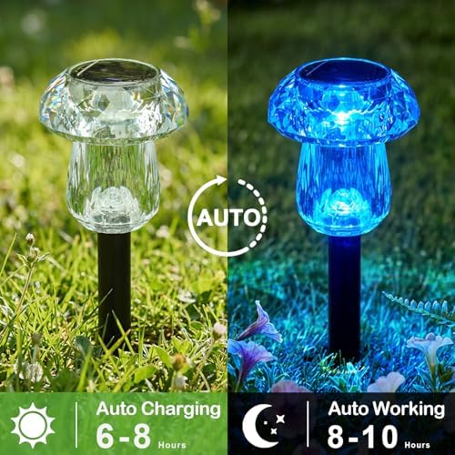Solar Lights Outdoor 8 Pack Color Changing Mushroom Garden Lights - Image 4