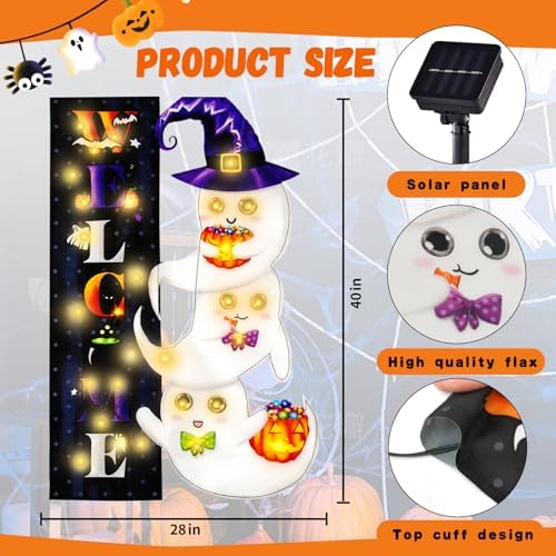 Halloween Lighted Garden Flag, Ghost Yard Decor, 28x40 In - Image 3