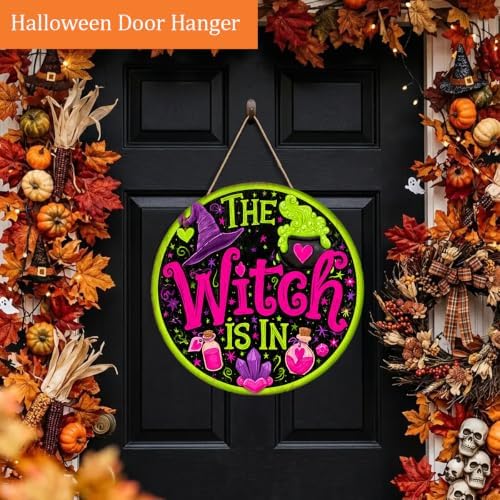 Witchy Halloween Decorations Wooden Sign for Home, The Witch is in Sign - Image 3