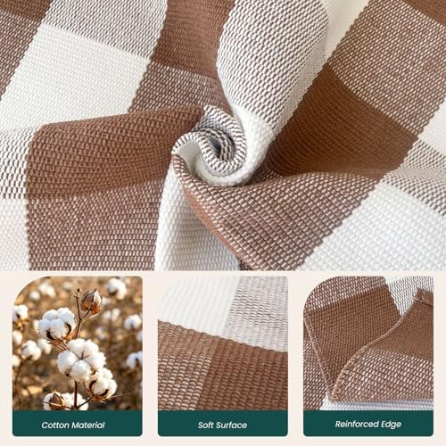 KOZYFLY Buffalo Plaid Area Rugs 2x4.3 Ft Brown and White Rug Front Door Mat - Image 6