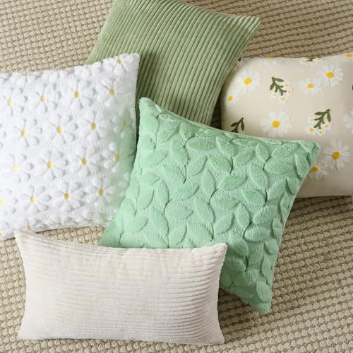 Softalker Spring Summer Outdoor Floral Throw Pillow Covers 18 x 18 Inch Set of 1, Farmhouse Embroidered Decorative Flowers Cushion Covers, Soft Velvet Pillow Cases for Couch Sofa Home Decor, Beige - Image 5
