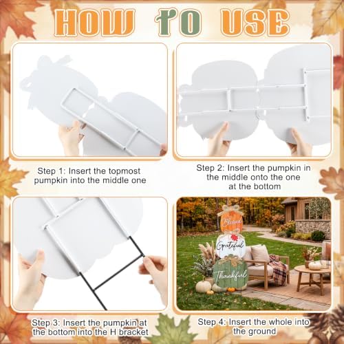 Weysat Fall Outdoor Decor Metal Pumpkin Yard Sign for Porch Lawn Garden - Image 4
