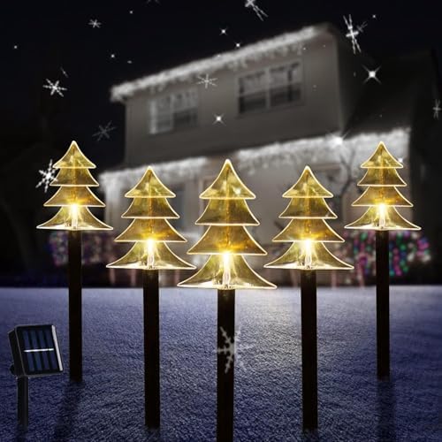 5 Pack Christmas Solar Pathway Lights, Solar Tree Lights Outdoor by SPRKLINLIN
