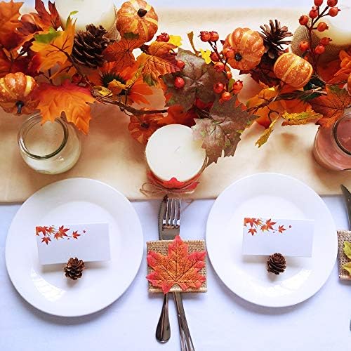 Winlyn Fake Fall Maple Leaf Garland Hanging Vine- 6 Feet - Artificial Berries Sunflower Pumpkin Autumn Decoration for Wedding Party Thanksgiving Dinner Fireplace Door Frame Doorway Backdrop Decor - Image 5
