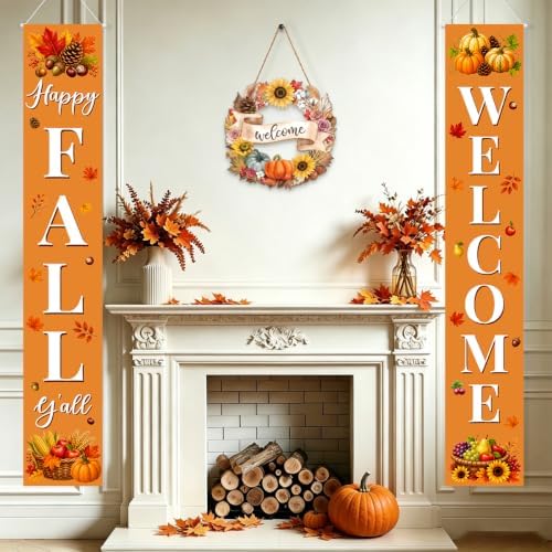Fall Welcome Banner Porch Sign Happy Fall Banner Front Door Outdoor Decor - Image 5