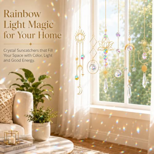 ilclviz Suncatcher Crystal Hanging Sun Catcher Prism with Chain Pendant Ornament Crystal Balls for Window - Image 2