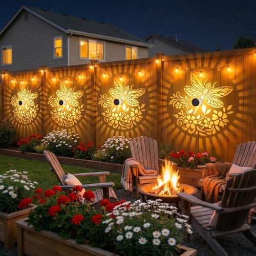 Gardsee Solar Fence Lights Outdoor 2 Pack Deck Step Wall Lights Butterfly Metal Waterproof LED Warm Yellow Light for Garden Post Patio Backyard Yard Decor (Black 3) - Image 3