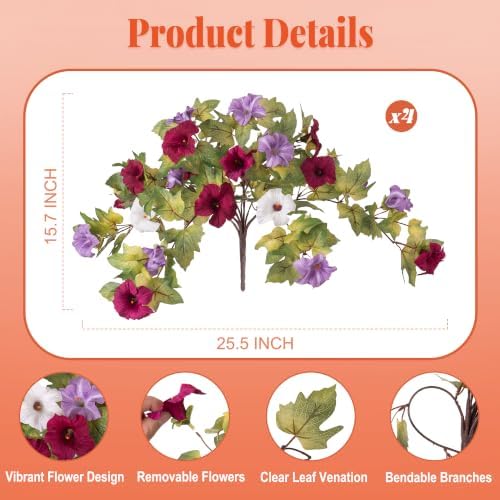 Ammyoo Artificial Fall Flowers Fake Petunias Plants for Outdoor Decoration - Image 2