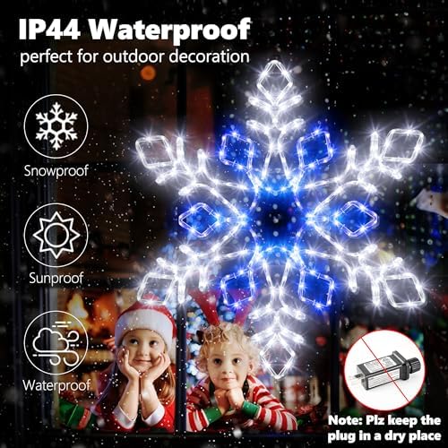 Jyoiat 35-Inch Christmas Snowflake Lights Outdoor with Timer - Image 3