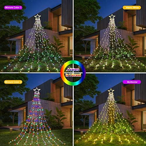 Christmas String Lights 317 LED Star Waterfall Twinkle Fairy Lights Color Changing for Christmas Decorations Party Wedding Indoor Outdoor Decorative Lights - Image 3