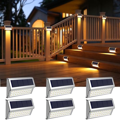 ROSHWEY Solar Deck Lights, Suitable for Fence Step Stair-Warm White-6Pack by ROSHWEY