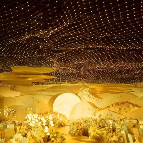YEGUO Net Lights Outdoor Mesh Lights, 12ft x 5ft 360 LED Warm White String Light Outdoor Waterproof for Pool, 8 Modes Connectable Clear Wire Christmas Bush Light Plug in - Image 6