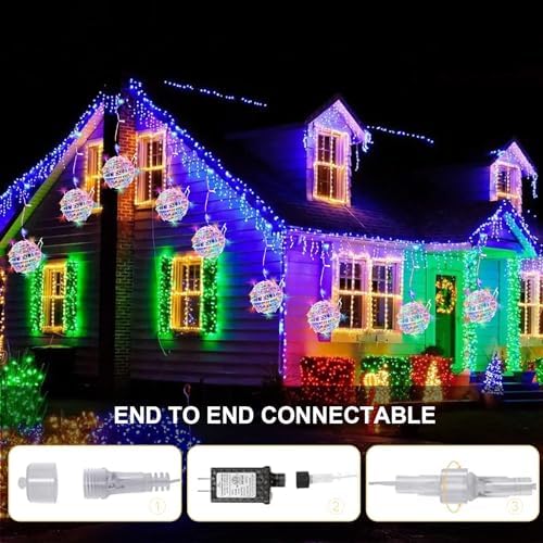 Baung Christmas String Lights Outdoors,4 Pack 7.98" Sphere Ball Tree Garden Globe Lights for Home, Party, Christmas, Porch Patio,Wedding, Garden,Tree Decoration with Memory Function Plug - Image 5