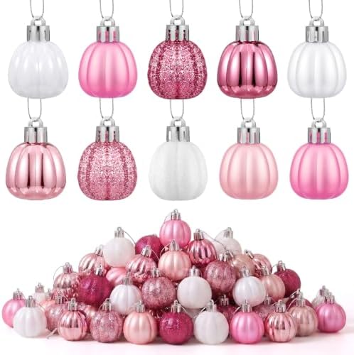 Colingmill 36 Pcs Fall Tree Ornaments, Cute Pink Pumpkin Hanging Ornaments by Colingmill