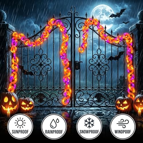 10 ft Halloween Chain Lights, Orange Purple Halloween Lights - Image 5