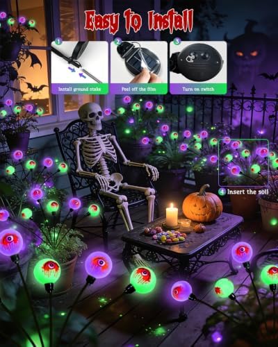 OZS 6 Pack 36 LED Solar Eyeball Lights for Outdoor Halloween Decorations - Image 7