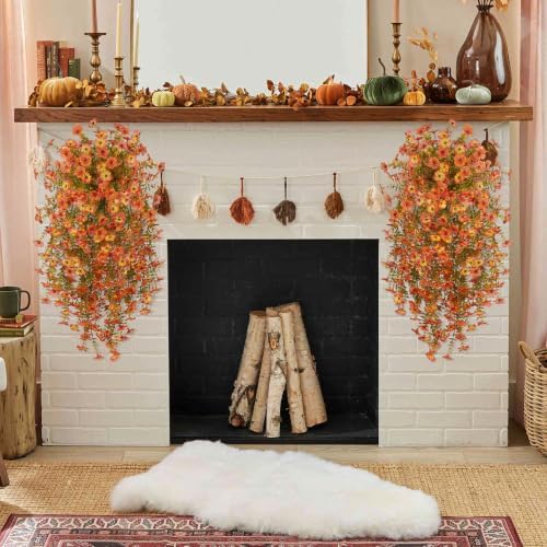 Hrobek Fake Mums Artificial Fall Hanging Flowers for Outdoors Decoration - Image 6