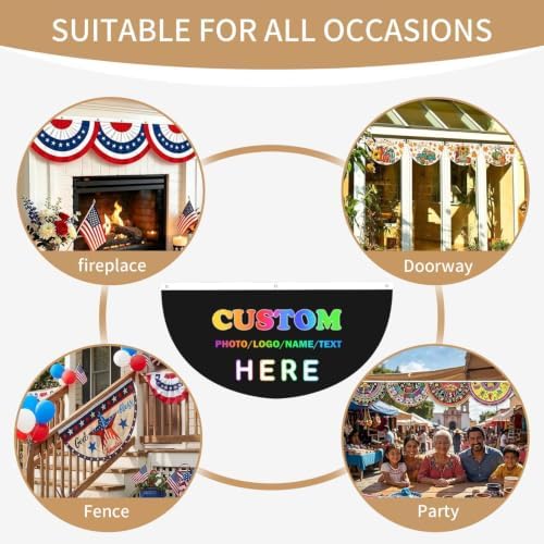 Design Custom Photo Semicircular Hanging Decorative Bunting Flag 2pcs - Image 7
