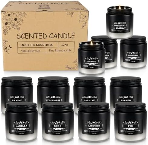 12 Pack Scented Candles Gift Set for Men Women - 3.5oz Soy Blend Jar Candles, 150+ Hours Long Lasting Aromatherapy Candle, Gifts for Mom Dad Husband Boyfriend, Mother's Day Birthday Valentine Christma - Image 3