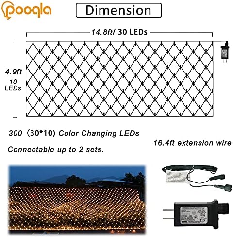 Pooqla Warm White Net Lights, 15x 5ft Christmas Lights Outdoor Green Wire - Image 3