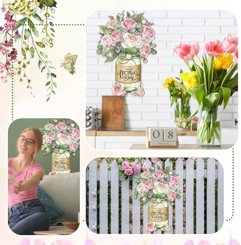 Spiareal Happy Mother's Day Fall Porch Decor, Wooden Welcome Sign - Image 6