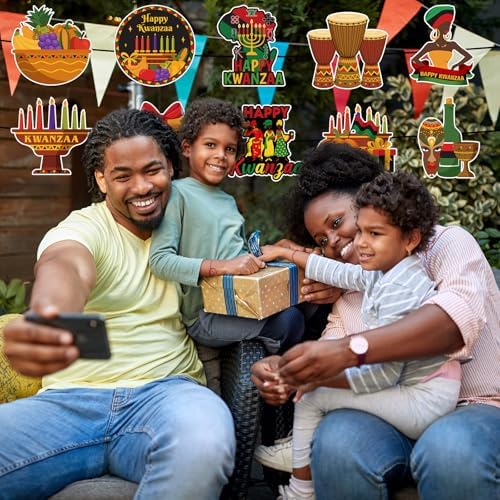 Yaomiao 2 Sets Happy Kwanzaa Porch Sign African American Tribal Party Door Banner Home Hanging Decor African Heritage Holiday Party Outdoor Indoor Wall Hanging for Kwanzaa Supplies - Image 6