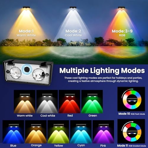 Solar Fence Lights Outdoor, Color Changing, Waterproof IP65, 12 Pack - Image 4
