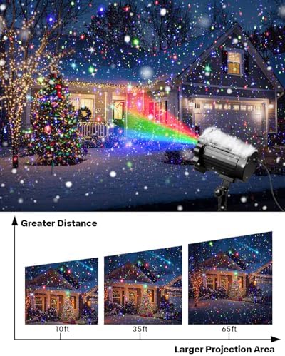 Laser Christmas Projector Lights Outdoor, Waterproof Christmas Decorations Moving Stars Light Show, Remote Control Timer, Holiday Projector Decorations for House, Yard & Garden - Image 3