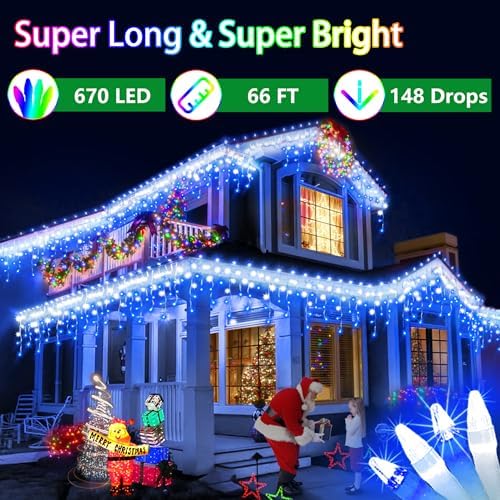 66FT 670 LED Christmas Lights 148 Ice Drops, 12 Modes with Timer, Memory - Image 2
