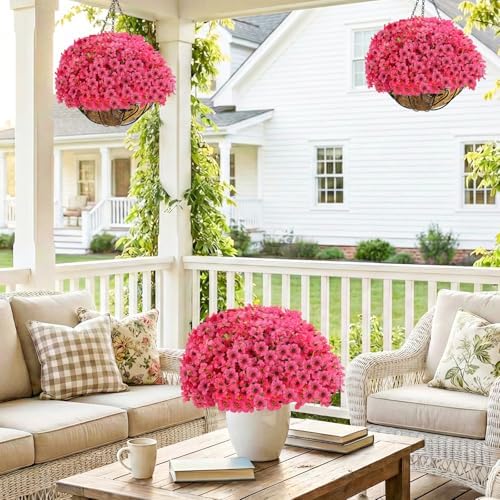 22 Pack Artificial Flowers for Outdoor Indoor Fake Plants(Rose Red) - Image 6
