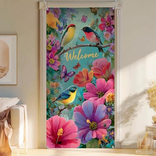 Front Door Covers Decorative, Spring Flower Design Door Curtain 70.8 x 35.4 Inch for Porch Outdoor Indoor Home Decor (Colorful-226) - Image 5