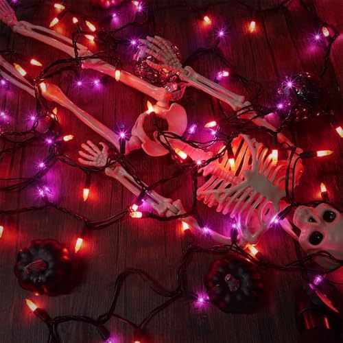 2 Pack Orange&Purple Halloween Lights, 100 Count, Incandescent Mini Halloween String Lights Outdoor, Black Wire Connectable Tree Light for Garland Xmas Thanksgiving Holiday Patio Home Decor - Image 6