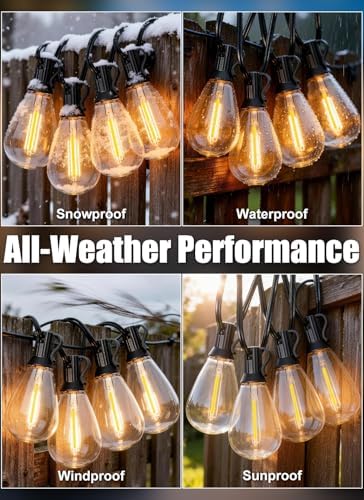100FT Outdoor String Lights Waterproof with 40+2 Shatterproof S11 LED Bulbs, Extra Long Patio Lights Outdoor Waterproof for Backyard, Bistro Lights Outdoor, LED Lights for Outside, Cafe Lights - Image 4