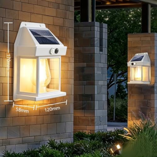 2 Pack Solar Porch Lights, Solar Wall Lights Motion Sensor, Solar Lights Waterproof 3 Modes for Outdoor Patio Door Garage Fence Yard Garden (2, White) - Image 3