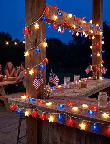8.5Ft Red White and Blue Star Lights, 4th of July String Lights Plug in - Image 5