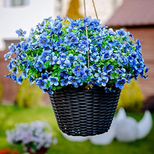 AXYLEX Artificial Flowers for Outdoors, 16 Bundles Fake Plants (Blue) - Image 7