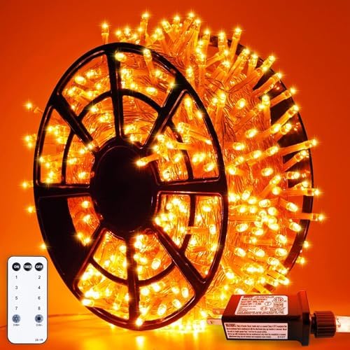 JMEXSUSS 163FT 8 Modes 500 LED Orange Halloween Lights Outdoor with Remote by JMEXSUSS