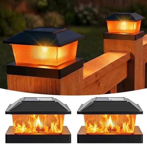 btfarm Solar Post Cap Lights Flickering Flame, Fit 4x4 3.5x3.5 Wooden/Vinyl by btfarmdecorativelighting