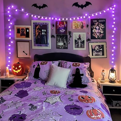 JMEXSUSS 100 LED Purple Globe String Lights Battery Operated with 8 Modes - Image 3
