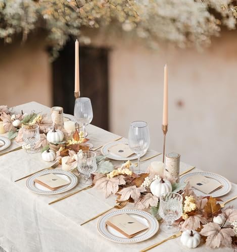 DearHouse Fall Garland Maple Leaf, 5.9Ft Hanging Vine Garland White with Pumpkins and Berries Thanksgiving Decor for Home Wedding Fireplace Party Christmas (White&Brown) - Image 6