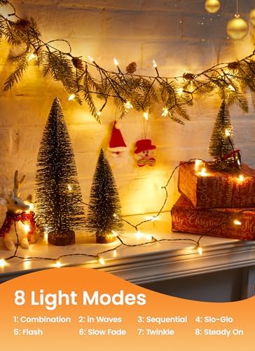 Brightown 200 LED Christmas Mini Lights, 75FT String Lights Indoor with 8 Light Modes, Connectable Fairy Lights Plug in for Outdoor Xmas Trees Garland Wreath Holiday Decorations, Warm White - Image 2